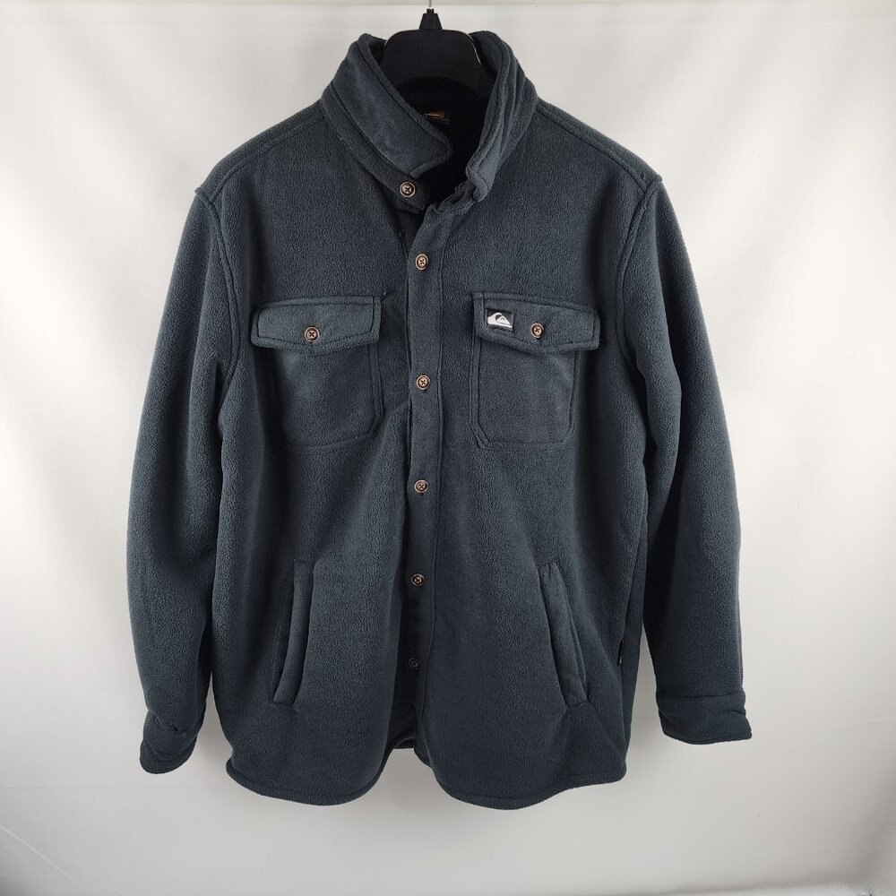 Quiksilver Shacket Mens Large Black Fleece Lined Shirt Jacket NWT